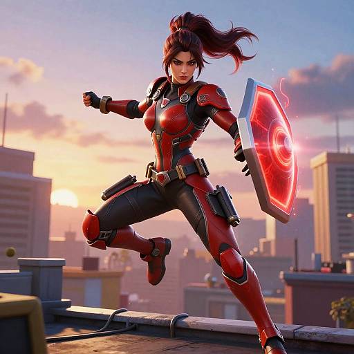 Red Fortnite Skins Girl Action Scene