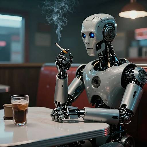 Cinematic Moody Cyborg Diner Scene