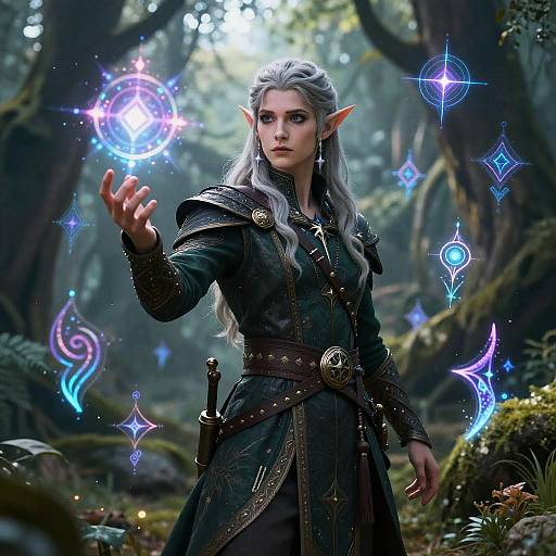 Elven Sorcerer with Holographic Runes