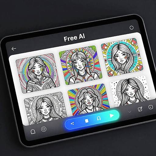 Futuristic AI Coloring Book Interface