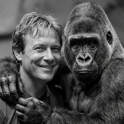 Smiling Man with Gorilla Portrait