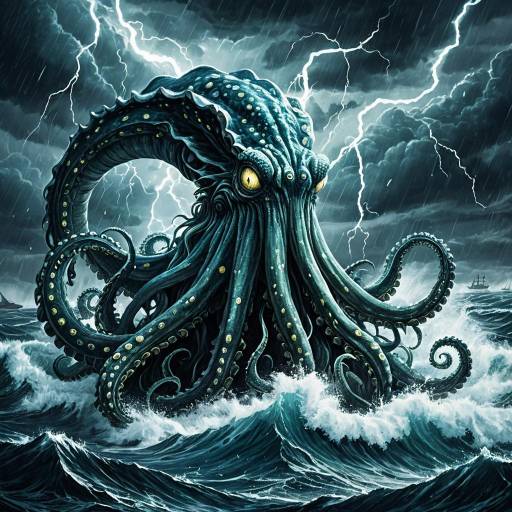 Colossal Kraken in Stormy Sea