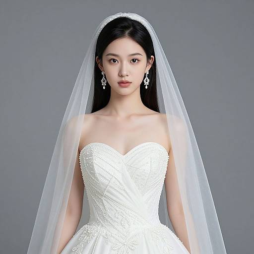 Elegant Bridal Gown with Veil