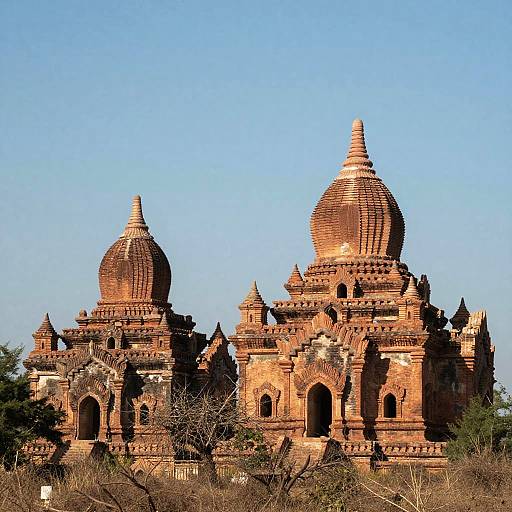 Ancient Reddish-Brown Brick Temples