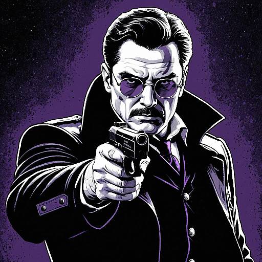 Vampire Policeman Aiming Gun Illustration