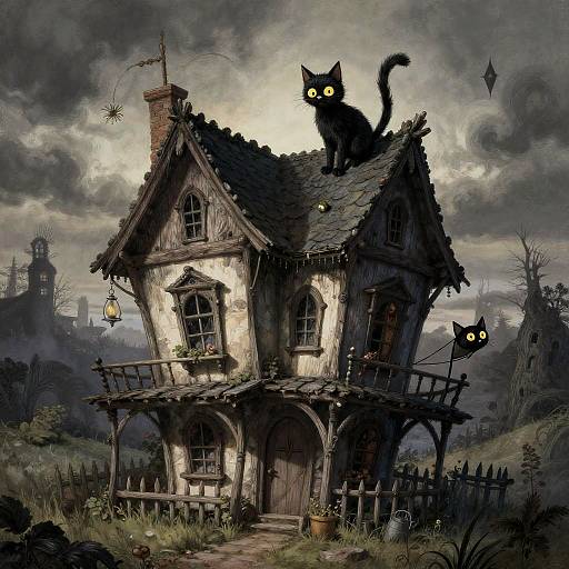 Mischievous Cat in Crooked House