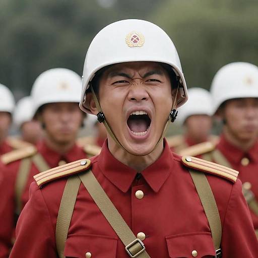 Determined Soldier Yelling in Battle