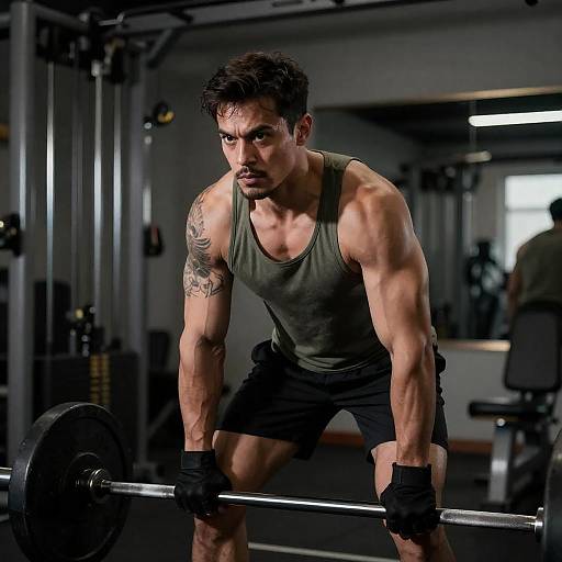 Intense Gym Scene with Muscular Man