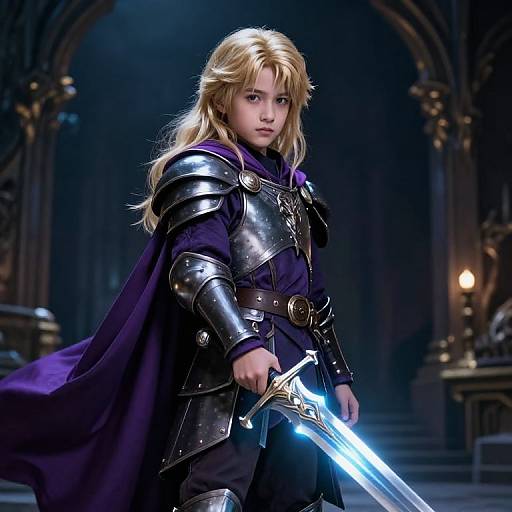 Blonde Boy Warrior in Fantasy Realm