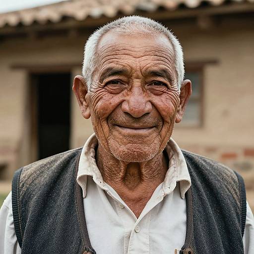 Warm Portrait of Elderly Hispanic Man