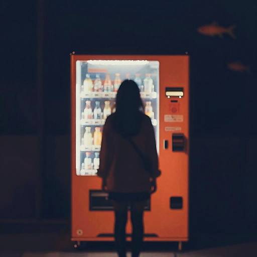 Silhouetted Woman at Retro Vending Machine