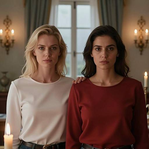 Serious Women in Warmly Lit Room