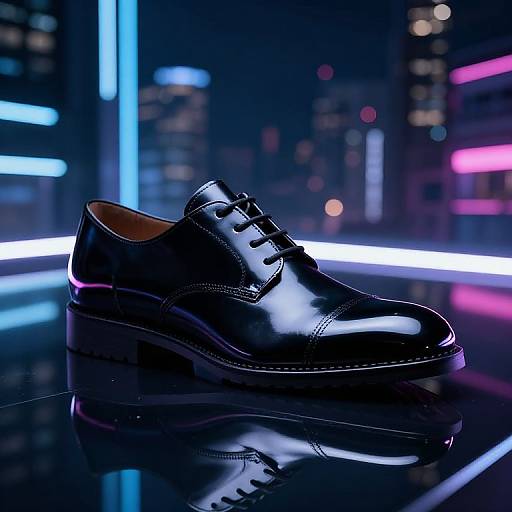 Sleek Futuristic Black Patent Shoe