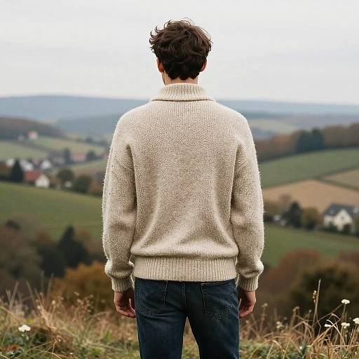Man in Sweater on Hilltop