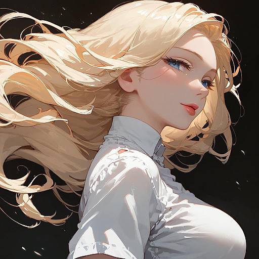 Blonde Woman Portrait with Floating Hair