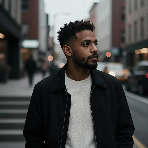 Moody Cinematic Urban Portrait with Curly Fade