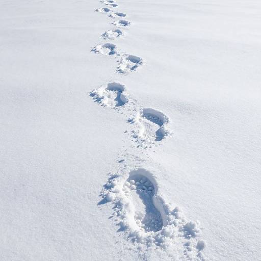 Footprints Leading Through Winter Snow