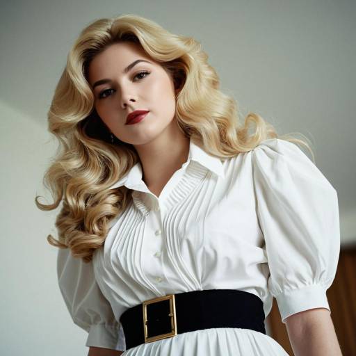 Vintage Glamorous Woman with Voluminous Blonde Hair
