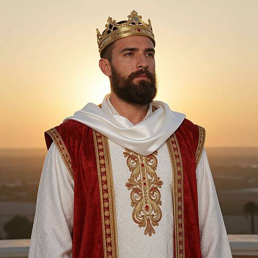 Regal Bearded King at Sunset