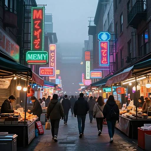 Surreal Neon Urban Street Market