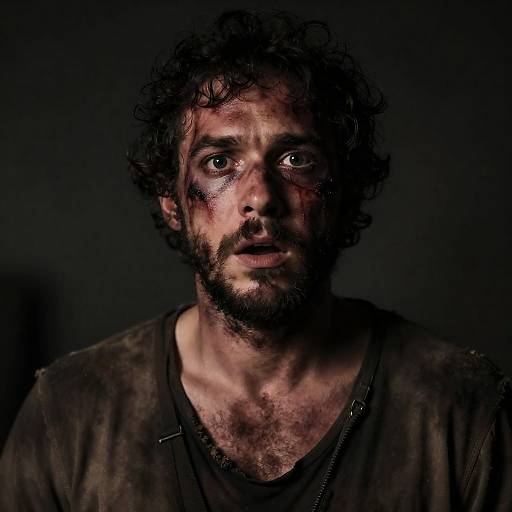 Close-Up of a Bruised, Disheveled Man