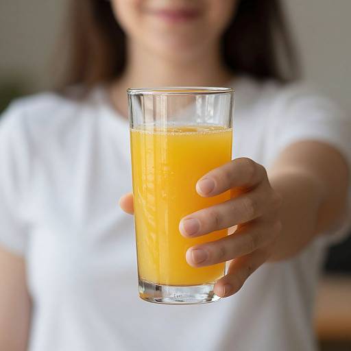 Woman Offering Glass of Orange Juice