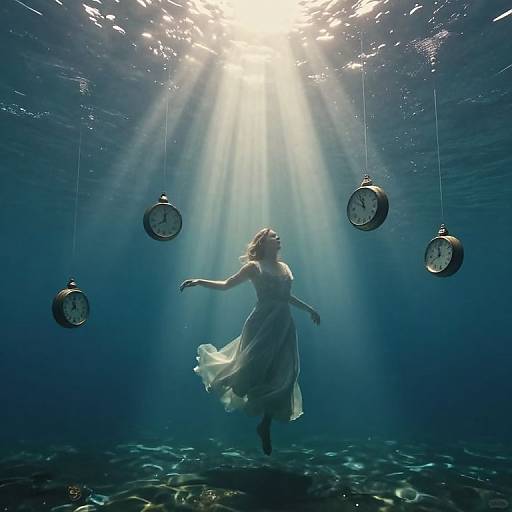 Surreal Lagoon of Drifting Clocks