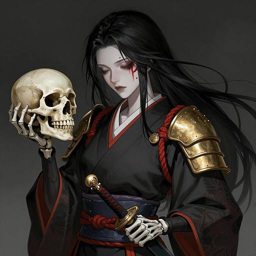 Intense Warrior in Dark Armor