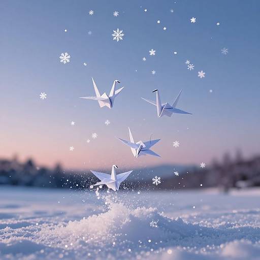 Snowflakes Transform into Paper Cranes