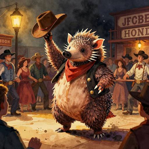 Anthropomorphic Armadillo Saloon Dance Caller