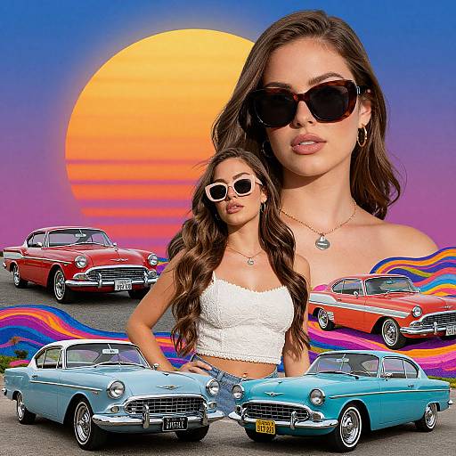 Psychedelic Vintage Sunset Collage