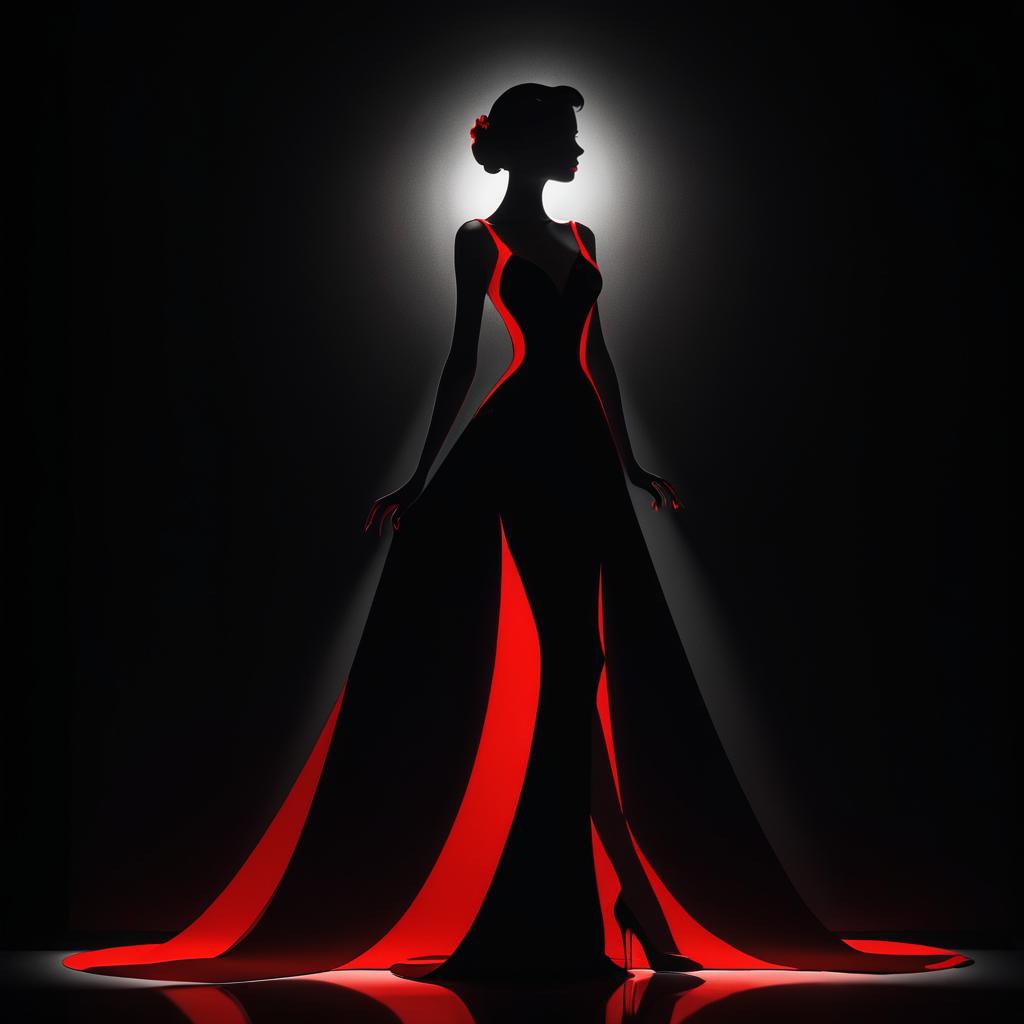 Elegant Silhouette Poster with Red Outline