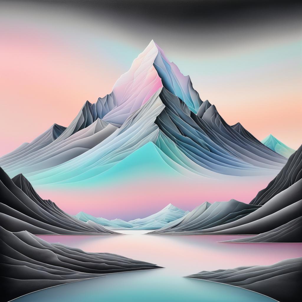 Surreal Mountain Art in Pastel Dreams