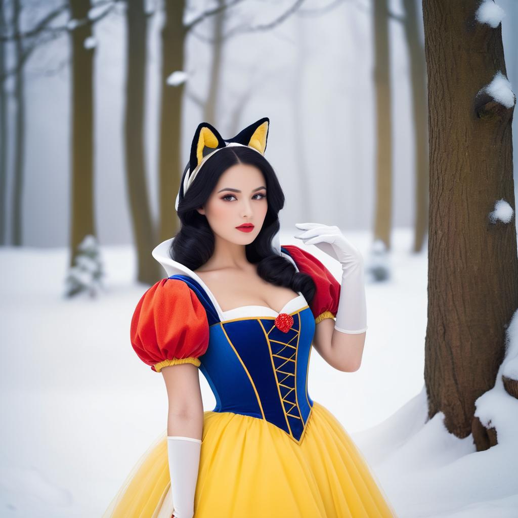 Whimsical Fox as Snow White Illustration