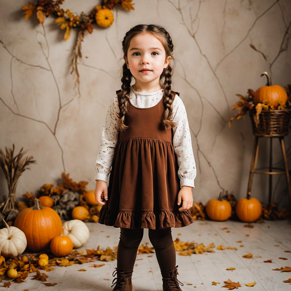 Delighted Girl in Autumn Outfit Photoshoot