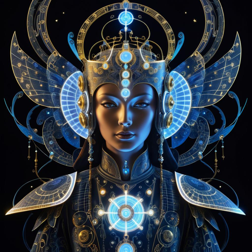 Celestial Robot Oracle Portrait in Baroque Style