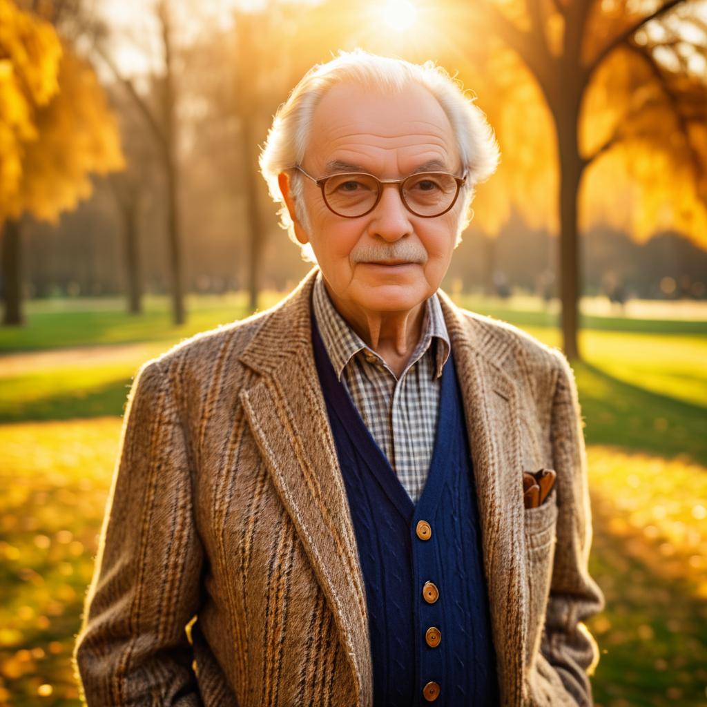 Charming Elderly Man in Golden Hour Park