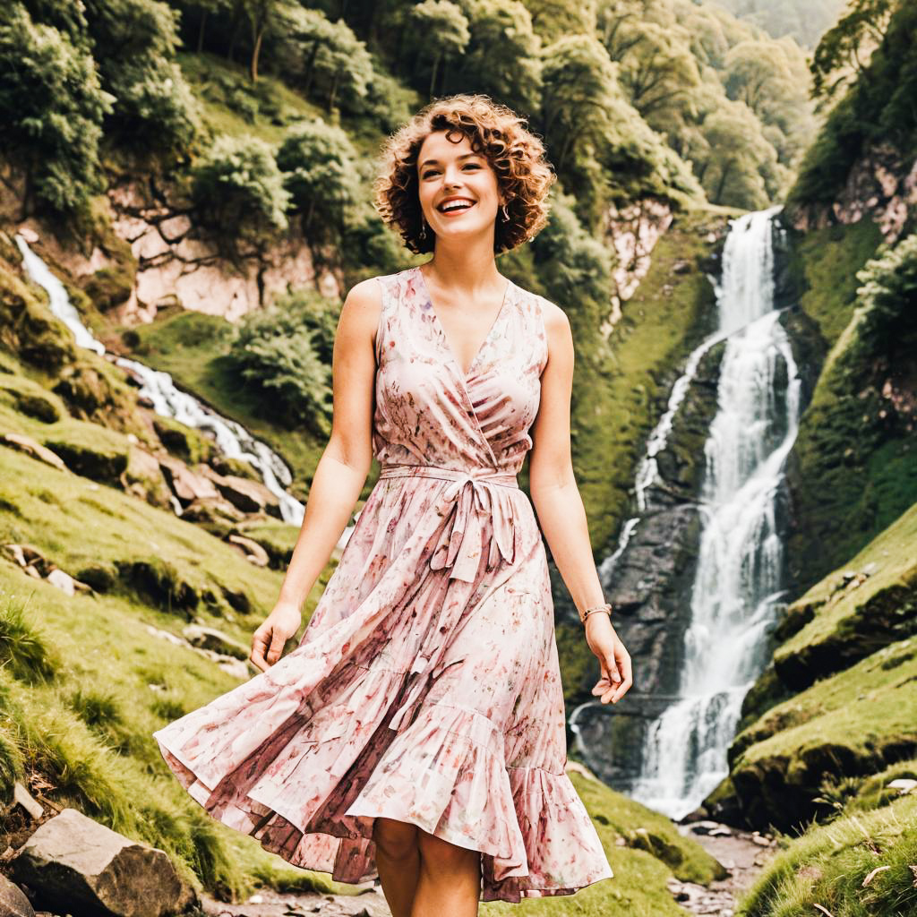 Joyful Hiker in Waterfall Dress