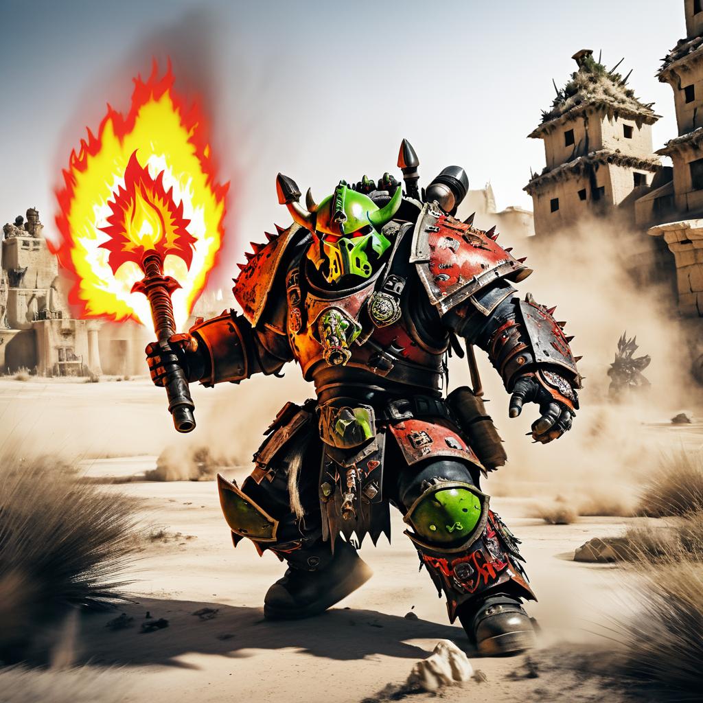 Ork Warlord's Fiery Battle Charge