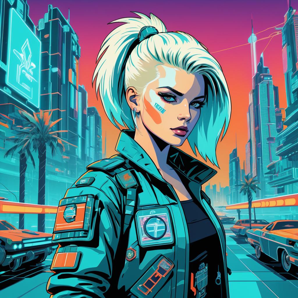 Determined Android in a Neon City