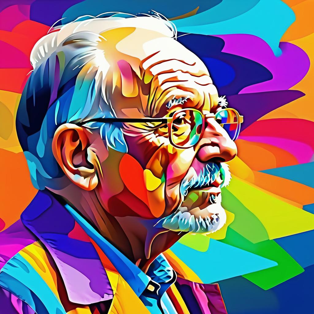 Vibrant Abstract Portrait of Elderly Man