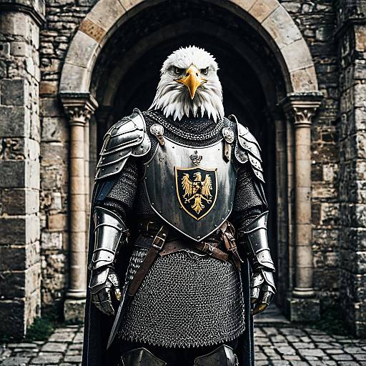 Anthropomorphic Eagle Knight in Castle