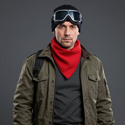 Rugged Man with Red Scarf