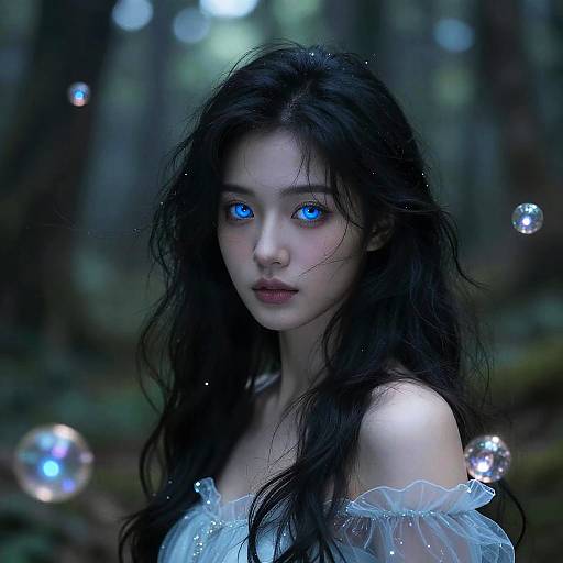 Mystical Forest Girl with Glowing Eyes