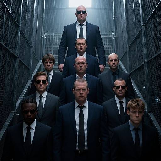 Hierarchical Men in Suits Inside Prison