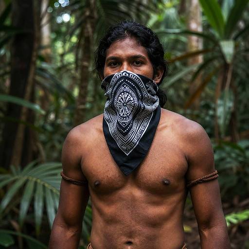 Tribal Warrior with Bandana in Jungle