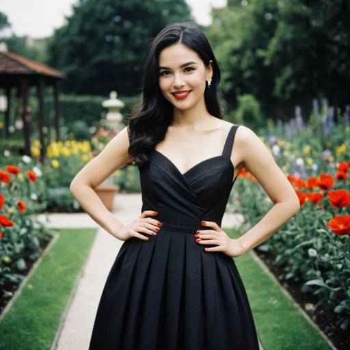 Elegant Brown Dress in a Garden