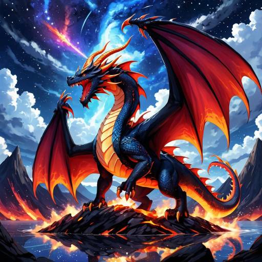 Majestic Eastern Dragon Amidst Lava