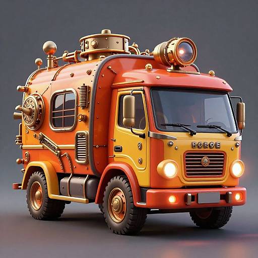 Vibrant Abstract Steampunk Truck