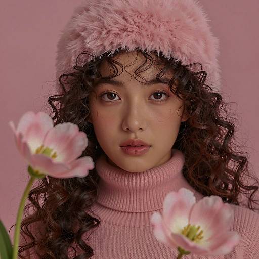 Charming Portrait of a Young Woman in Pink